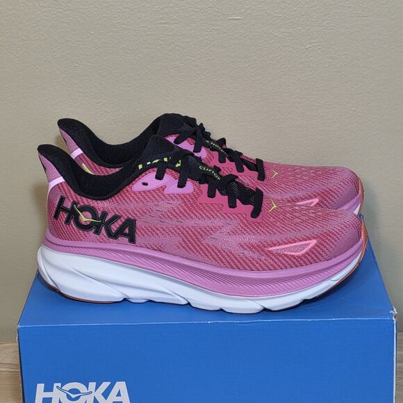 Hoka Shoes - HOKA Clifton 9 Running Shoes Raspberry Strawberry 1127896 RSRW Women's Size 6.5
